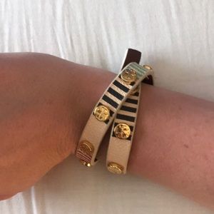 Tory Burch multi color leather wrap bracelet